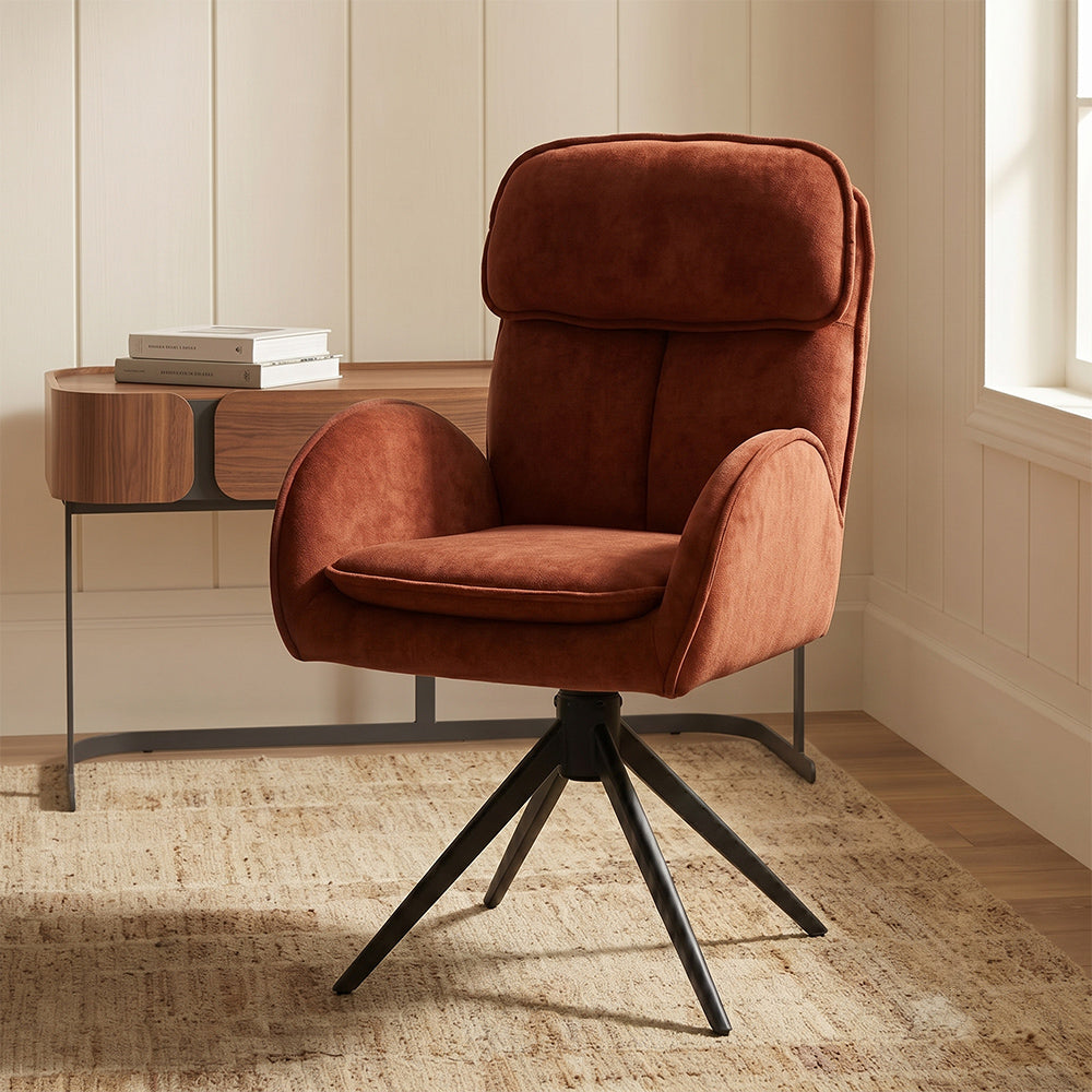 Harlan Swivel Fabric Dining Chair - Terracotta