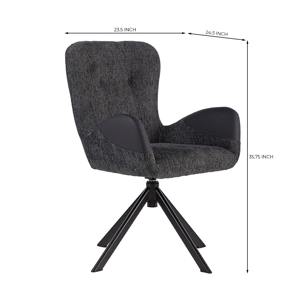 Royce Swivel Fabric Dining Chair with Metal Legs