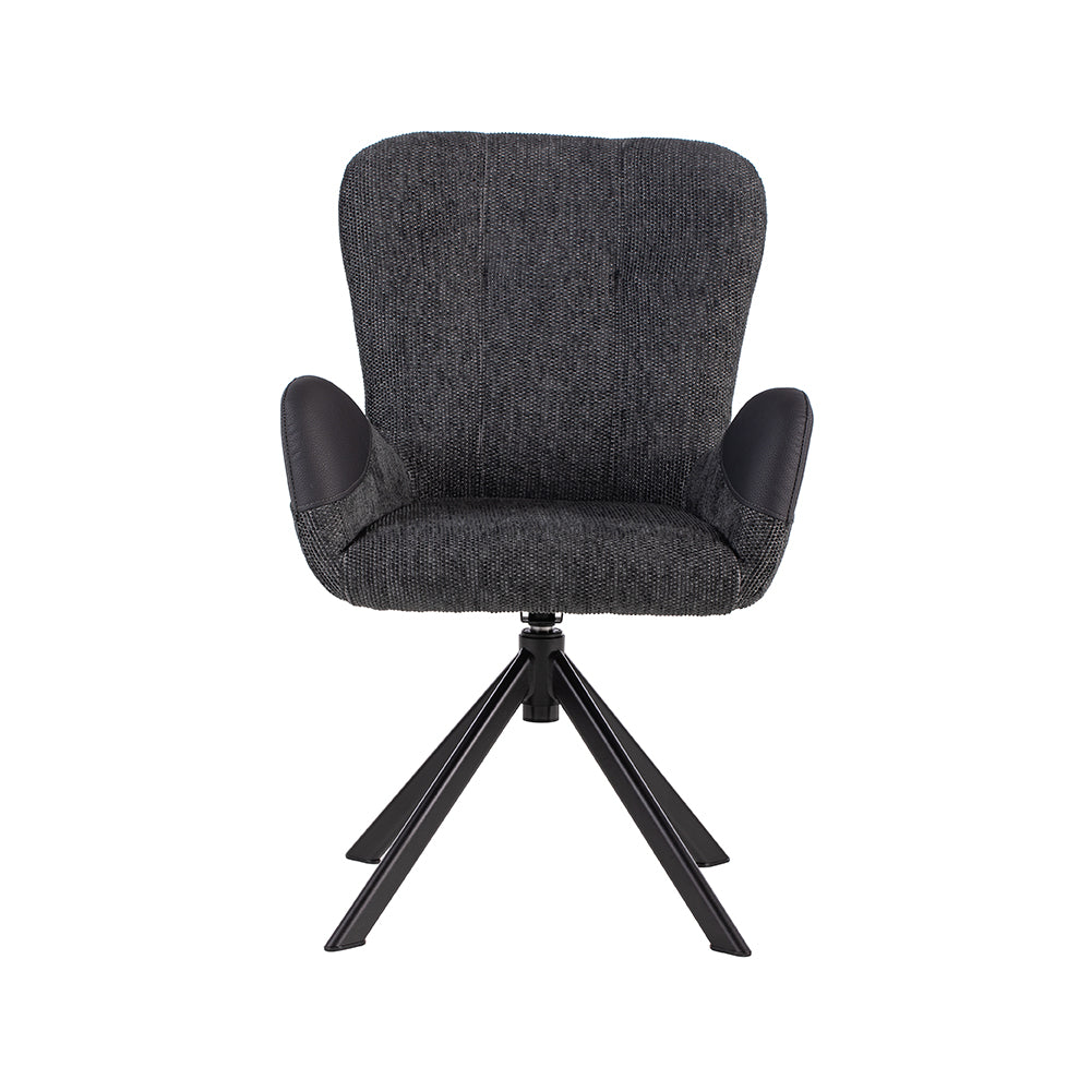 Royce Swivel Fabric Dining Chair with Metal Legs