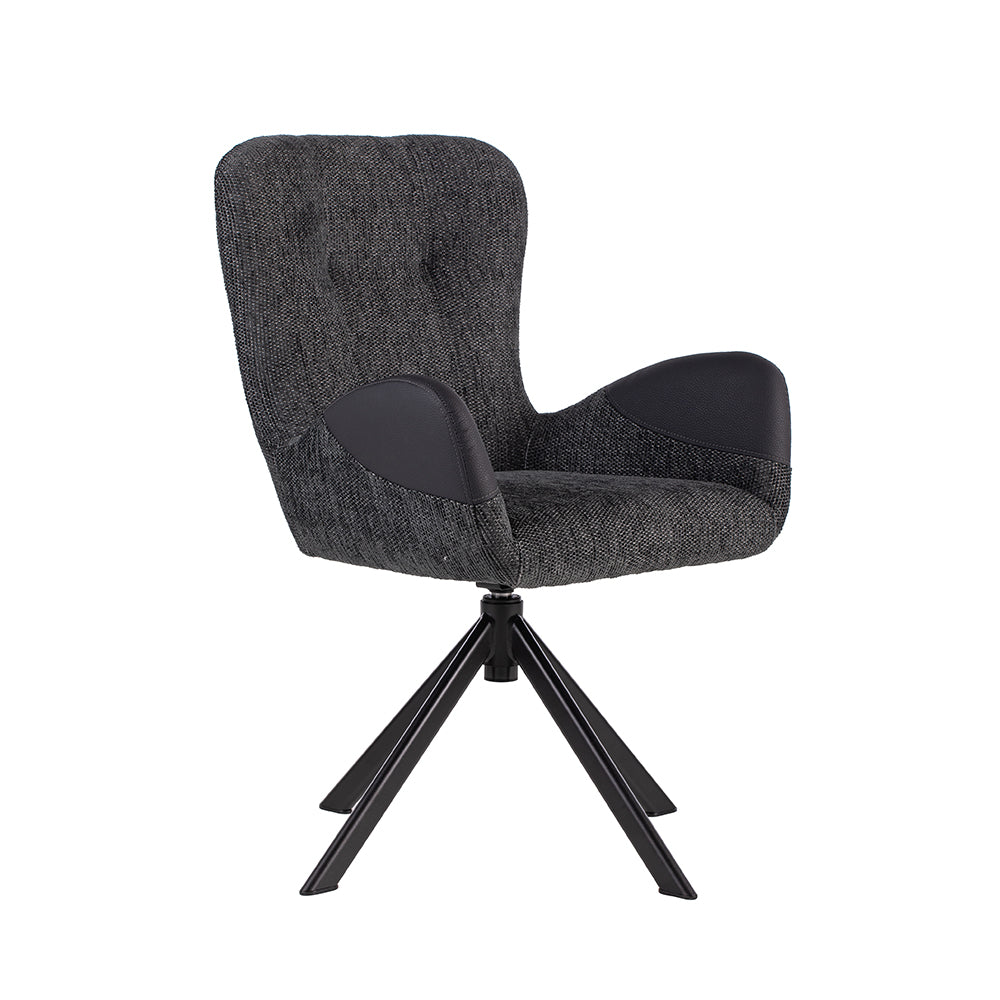 Royce Swivel Fabric Dining Chair with Metal Legs