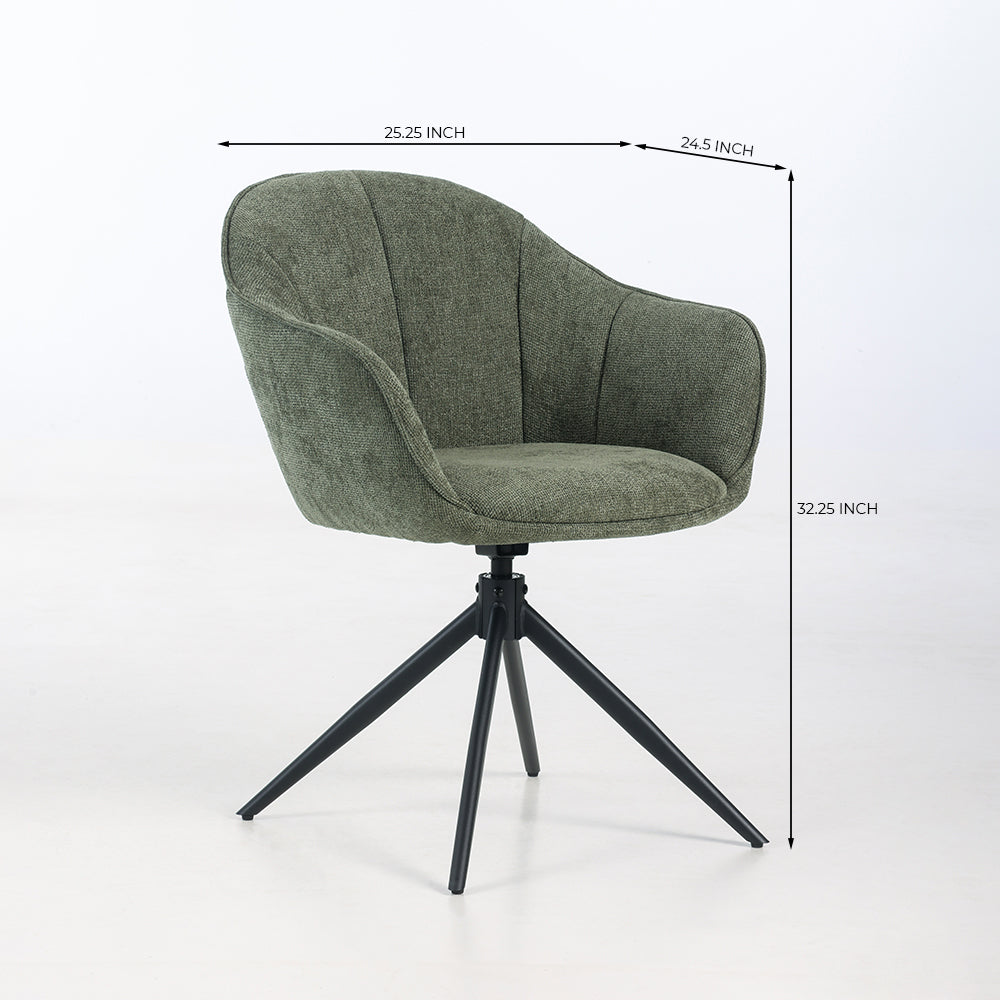 Beckett Swivel Fabric Dining Chair - Olive
