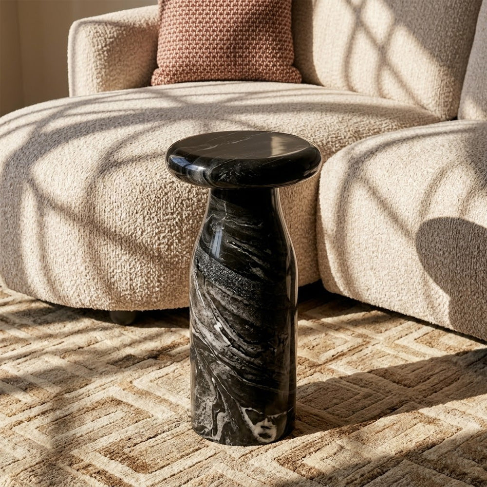 Slate Black Marble Side Table