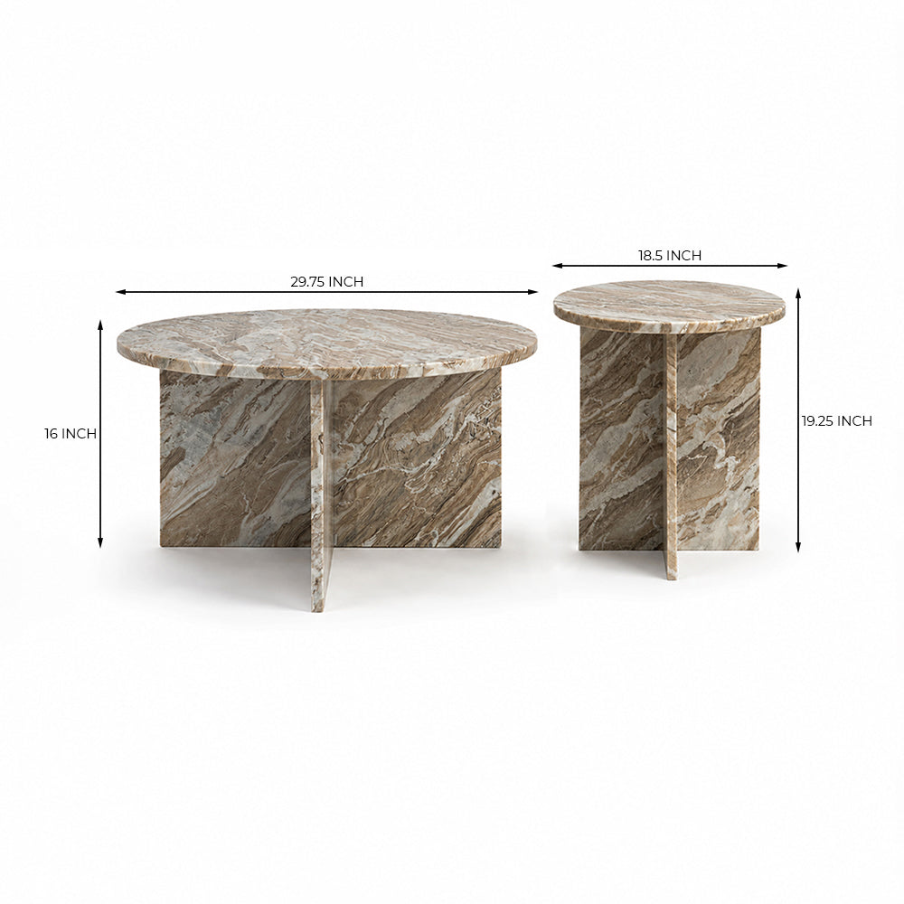 Veda Sawar Marble Coffee Table Set of 2