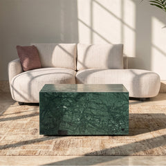 Lennox Marble Coffee Table with Wheel - Green Marble