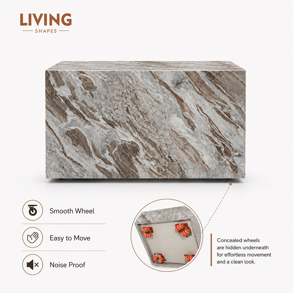 Lennox Marble Coffee Table with Wheel - Sawar Marble