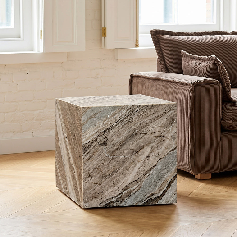 Sable Marble SideTable with Wheel - Sawar Marble