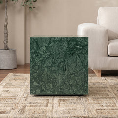Sable Marble SideTable with Wheel - Green Marble
