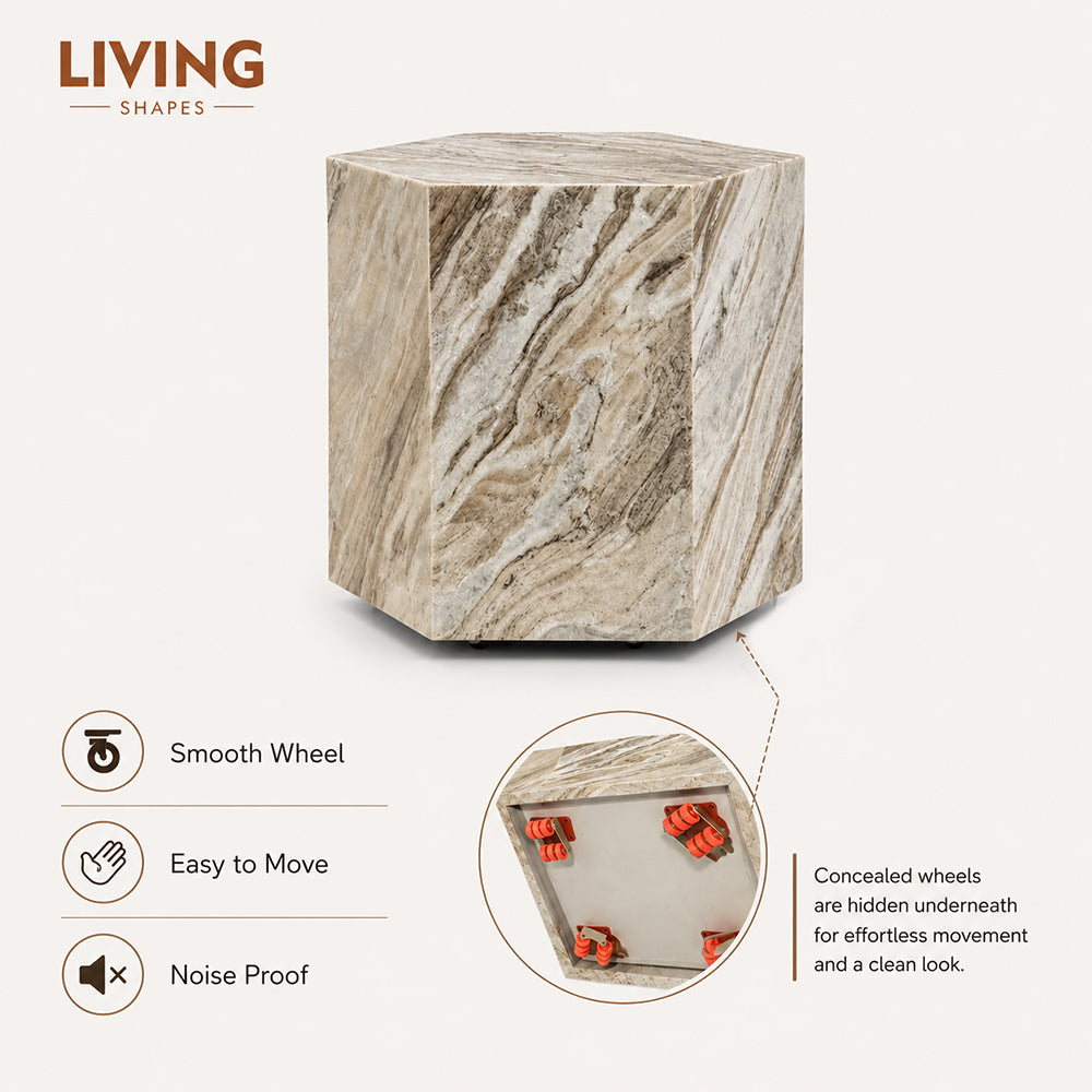 Holden Sawar Marble Coffee Table with Wheel