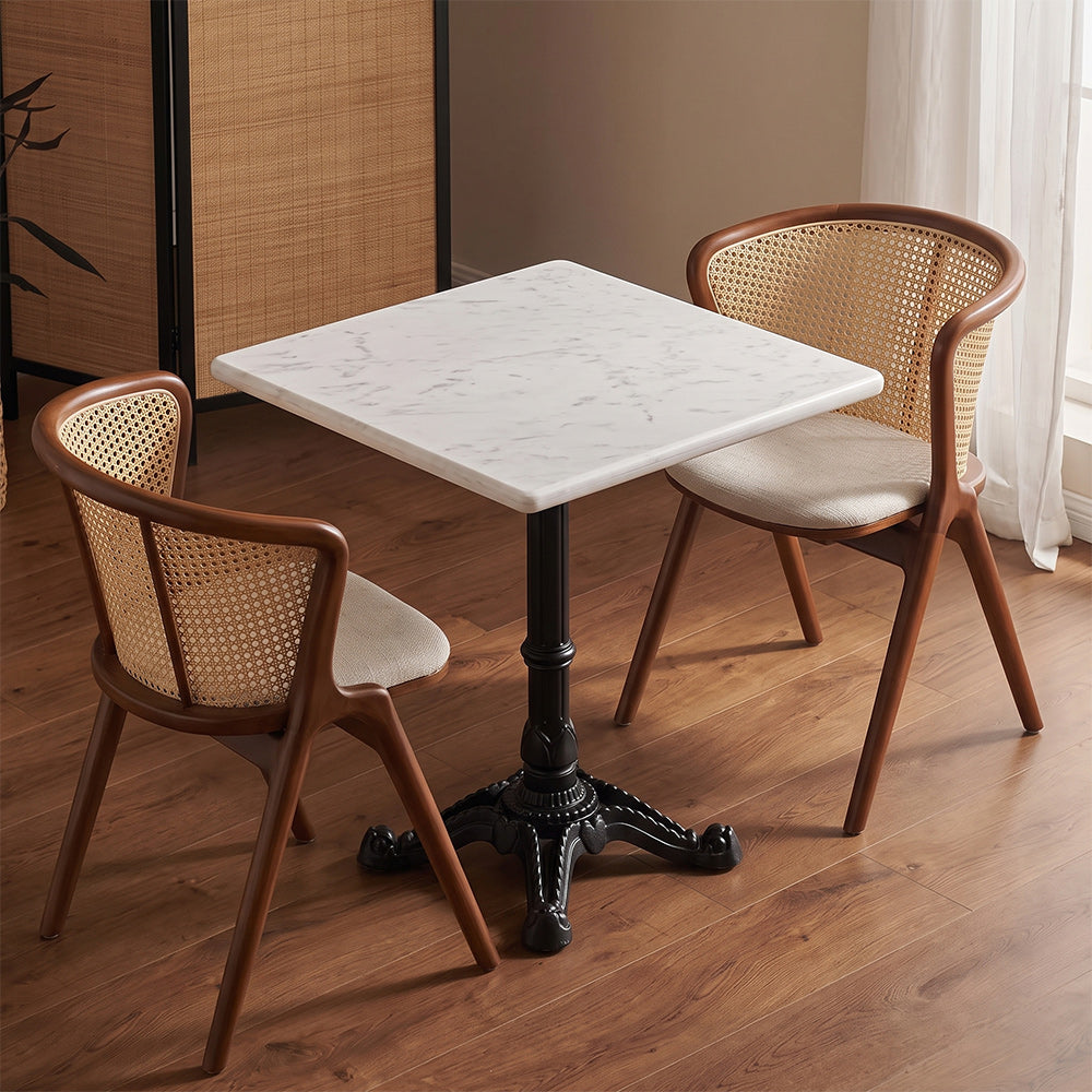 Avalon White Banswara Marble Restaurant Table with Metal Legs - Medium
