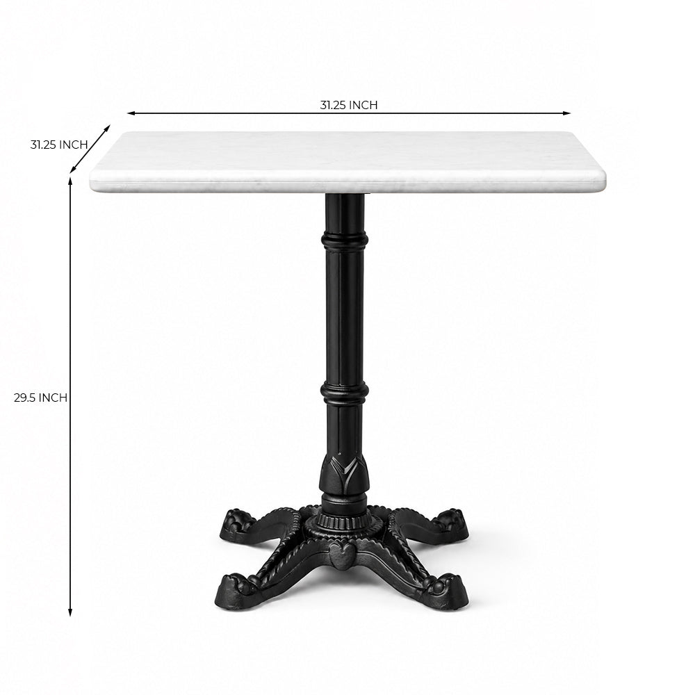 Avalon White Banswara Marble Restaurant Table with Metal Legs - Large