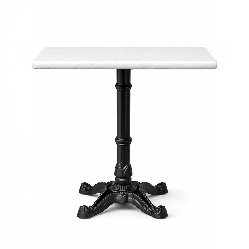 Avalon White Banswara Marble Restaurant Table with Metal Legs - Large