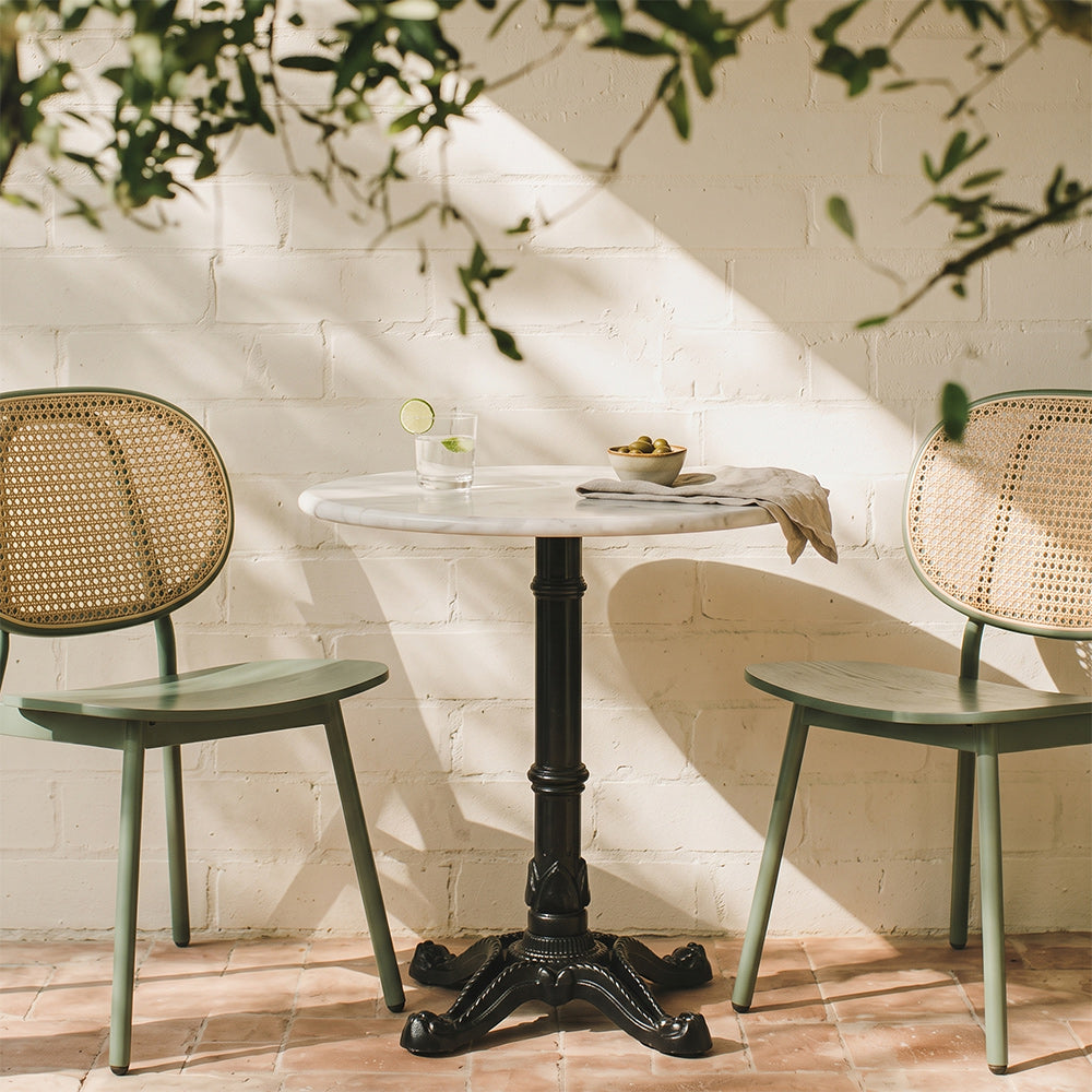 Callan White Banswara Marble Restaurant Table with Metal Legs - Medium