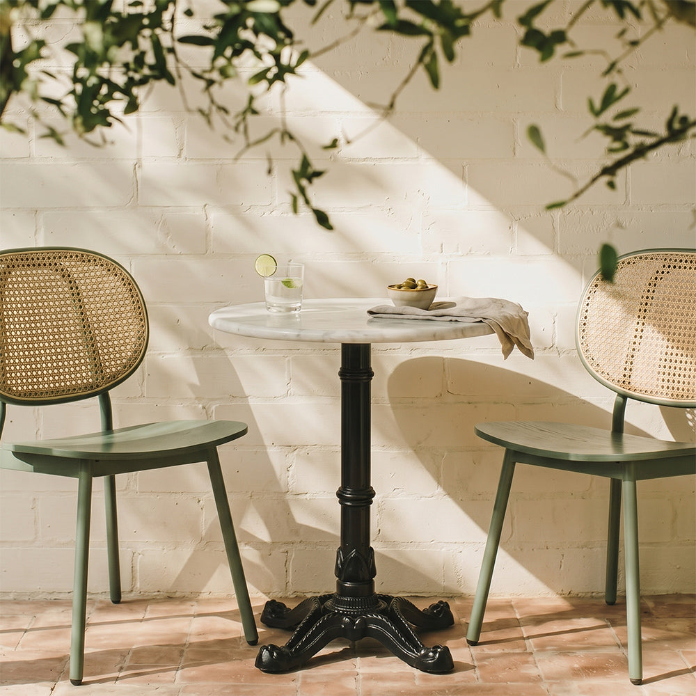 Callan White Banswara Marble Restaurant Table with Metal Legs - Small