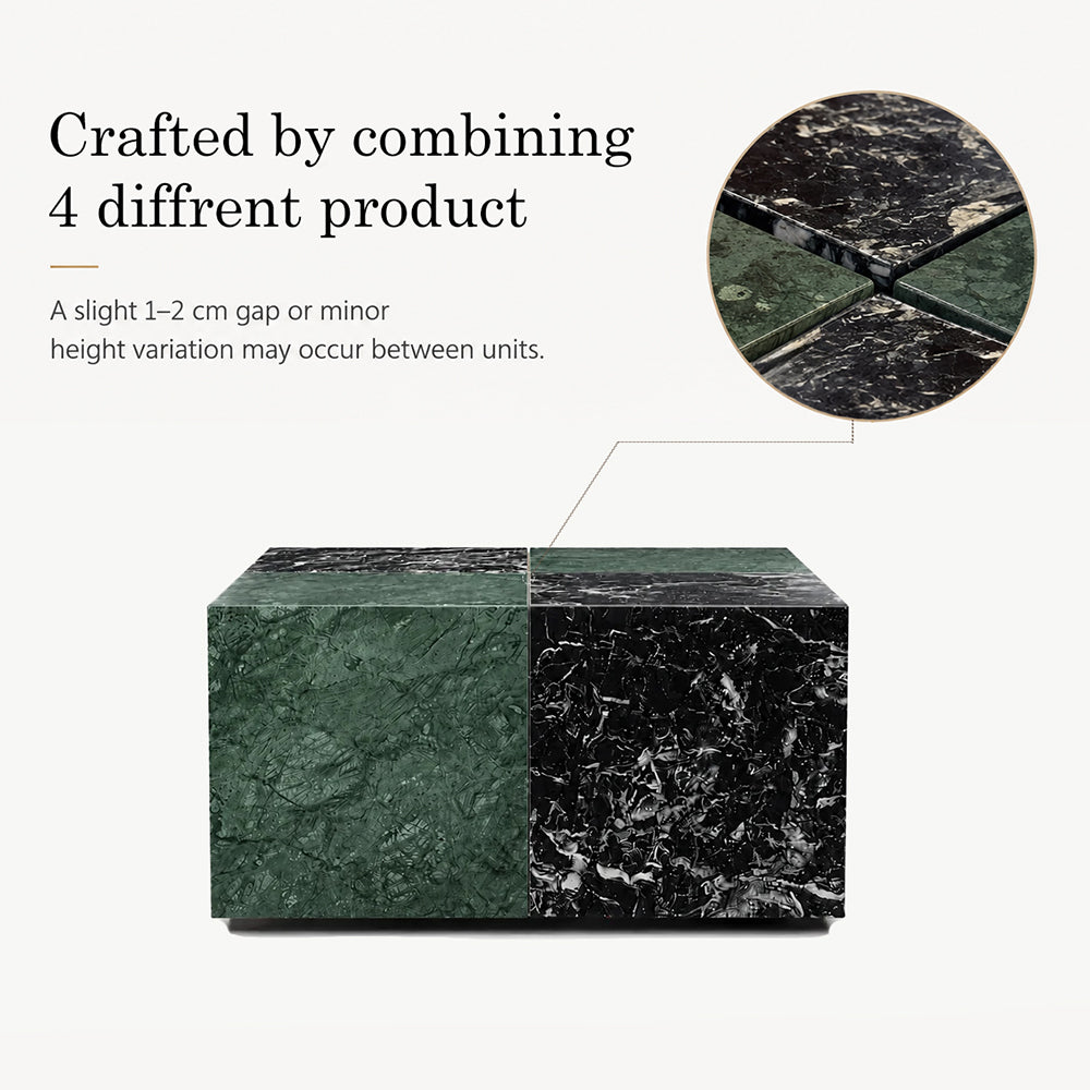 Qube Marble Coffee Table - Green and Black Marble