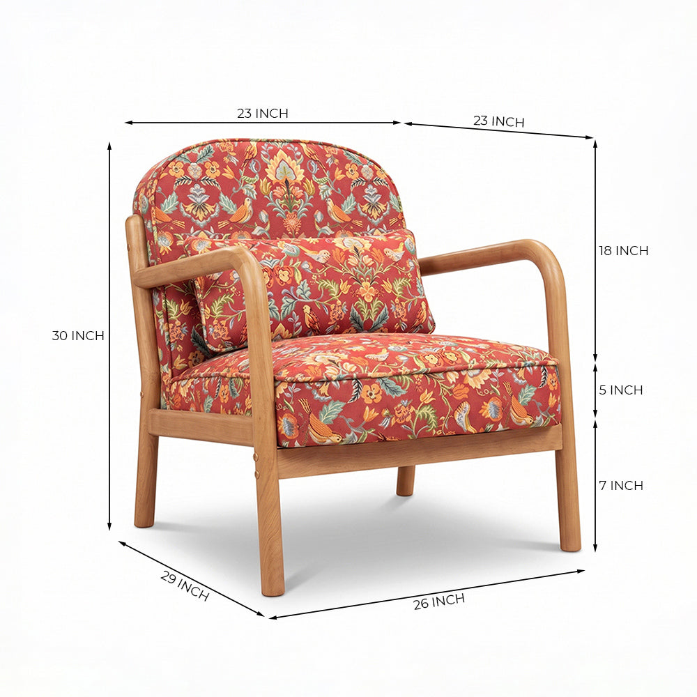 Thorn Para Wood Arm Chair with Cotton Fabric