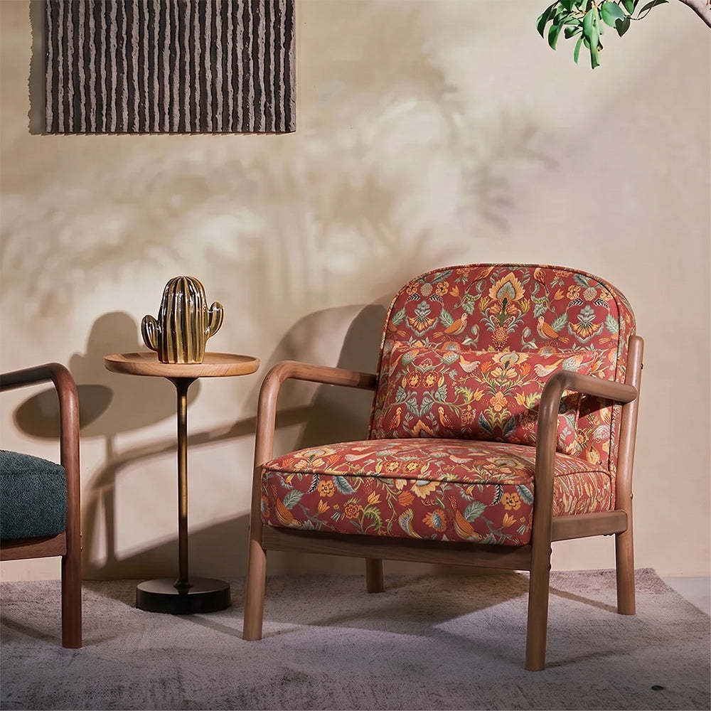 Thorn Para Wood Arm Chair with Cotton Fabric