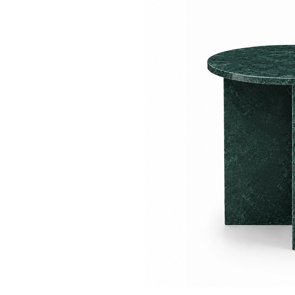 Veda Round Green Marble Coffee Table Set of 2