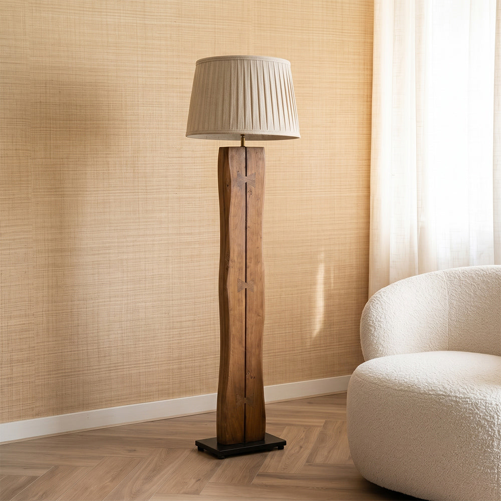 Elwood Acacia Wood Floor Lamp with Metal