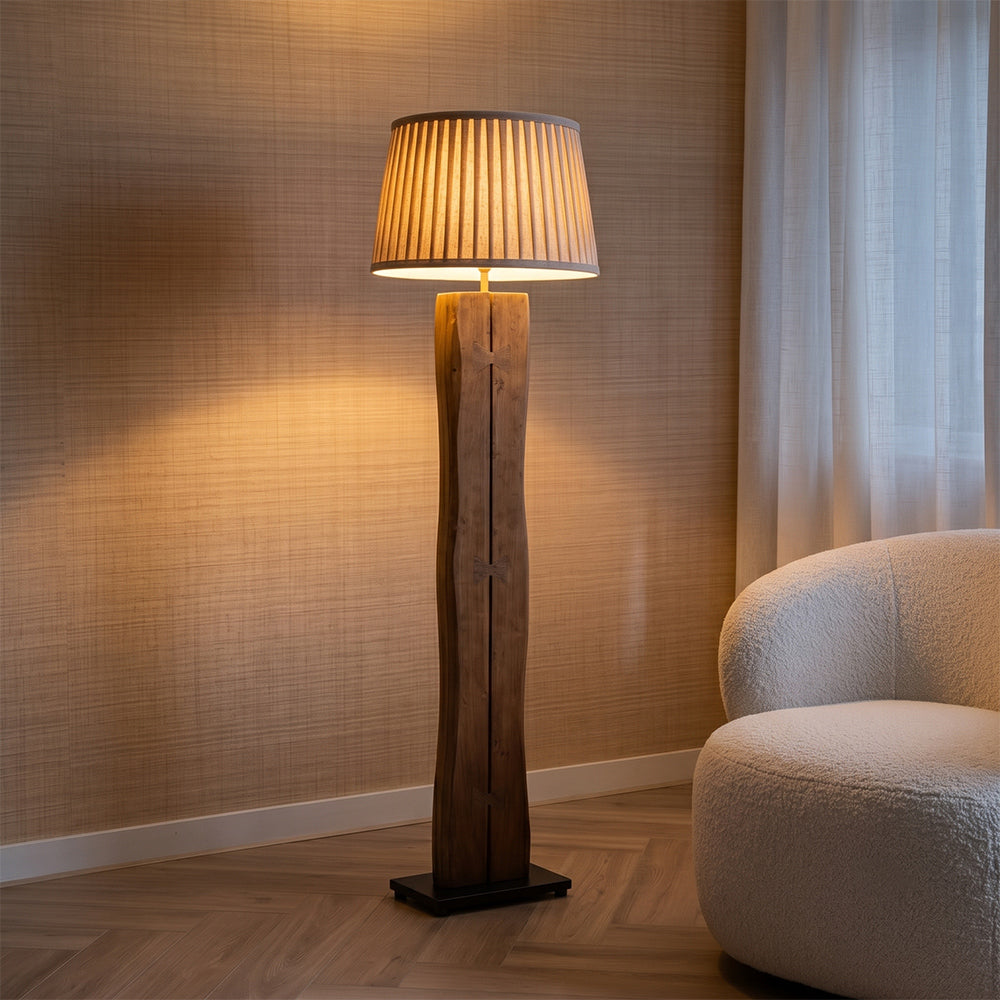 Elwood Acacia Wood Floor Lamp with Metal