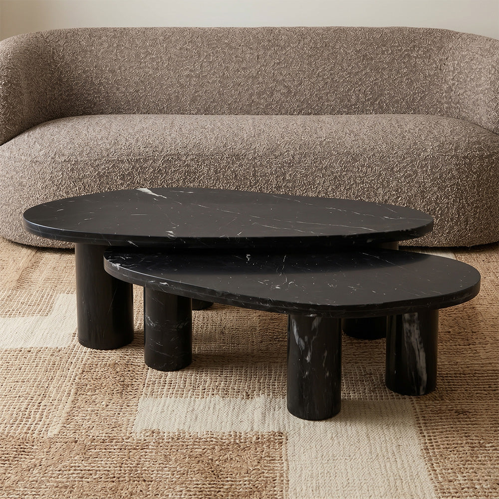 Blaze Black Marble Coffee Table Set of 2