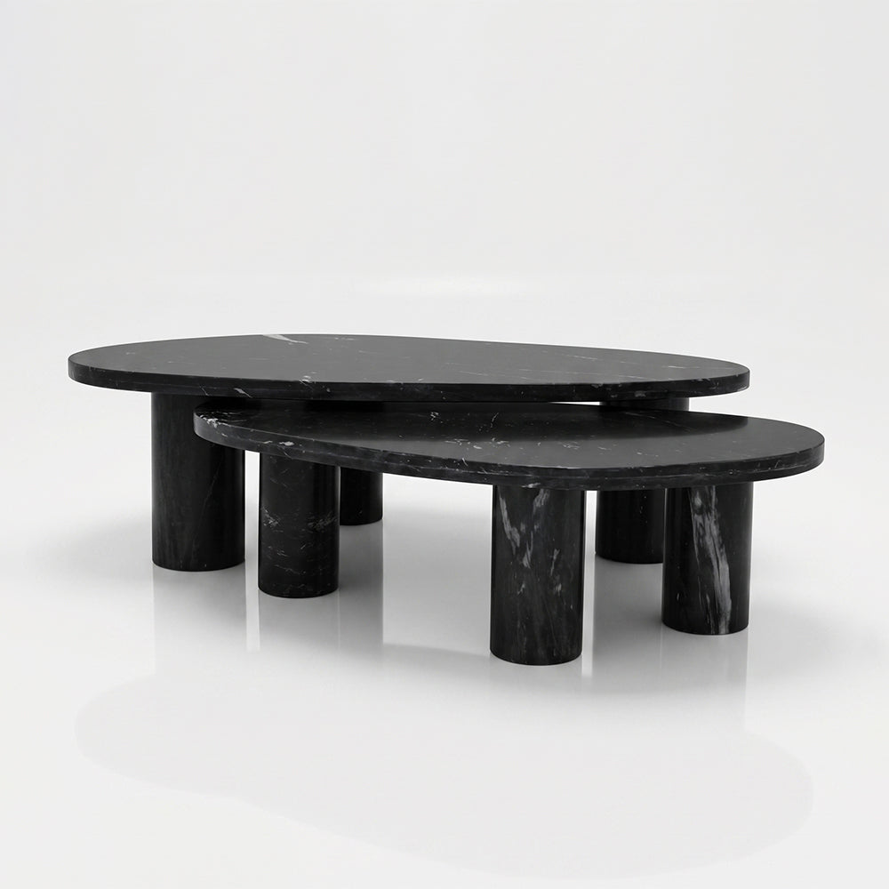 Blaze Black Marble Coffee Table Set of 2