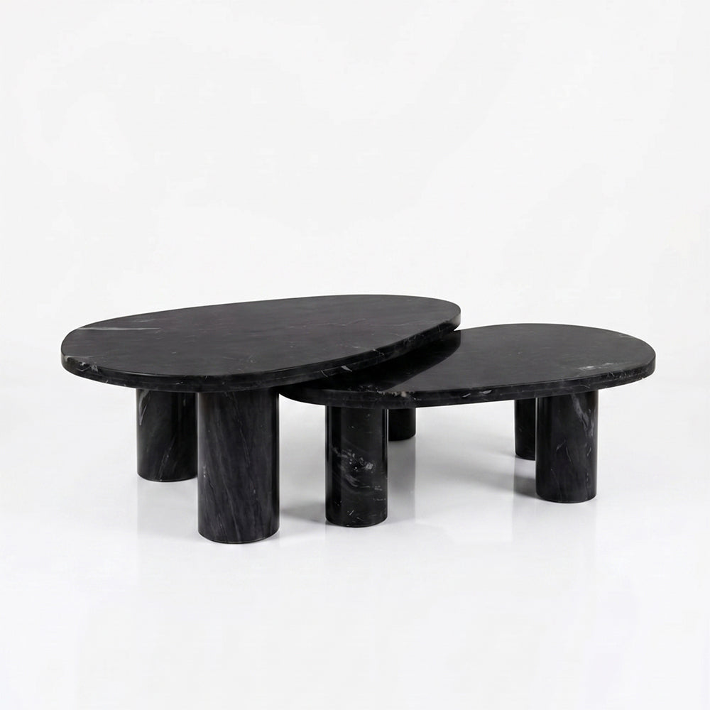 Blaze Black Marble Coffee Table Set of 2