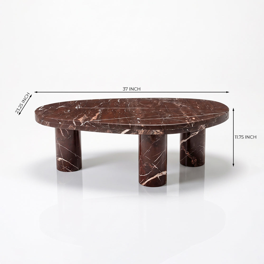 Blaze Red Marble Coffee Table Set of 2