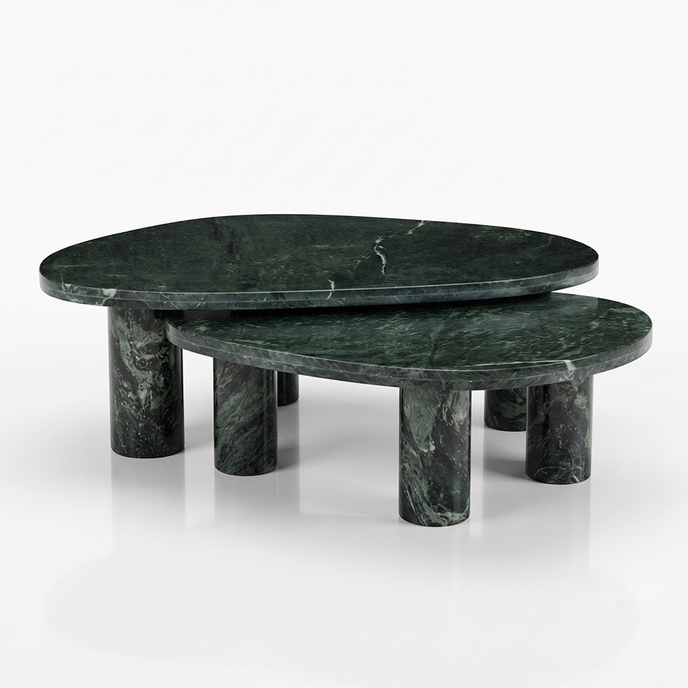 Blaze Green Marble Coffee Table Set of 2