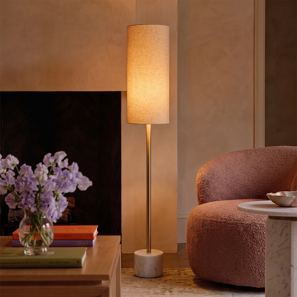 Bronte White Banswara Marble Base Floor Lamp