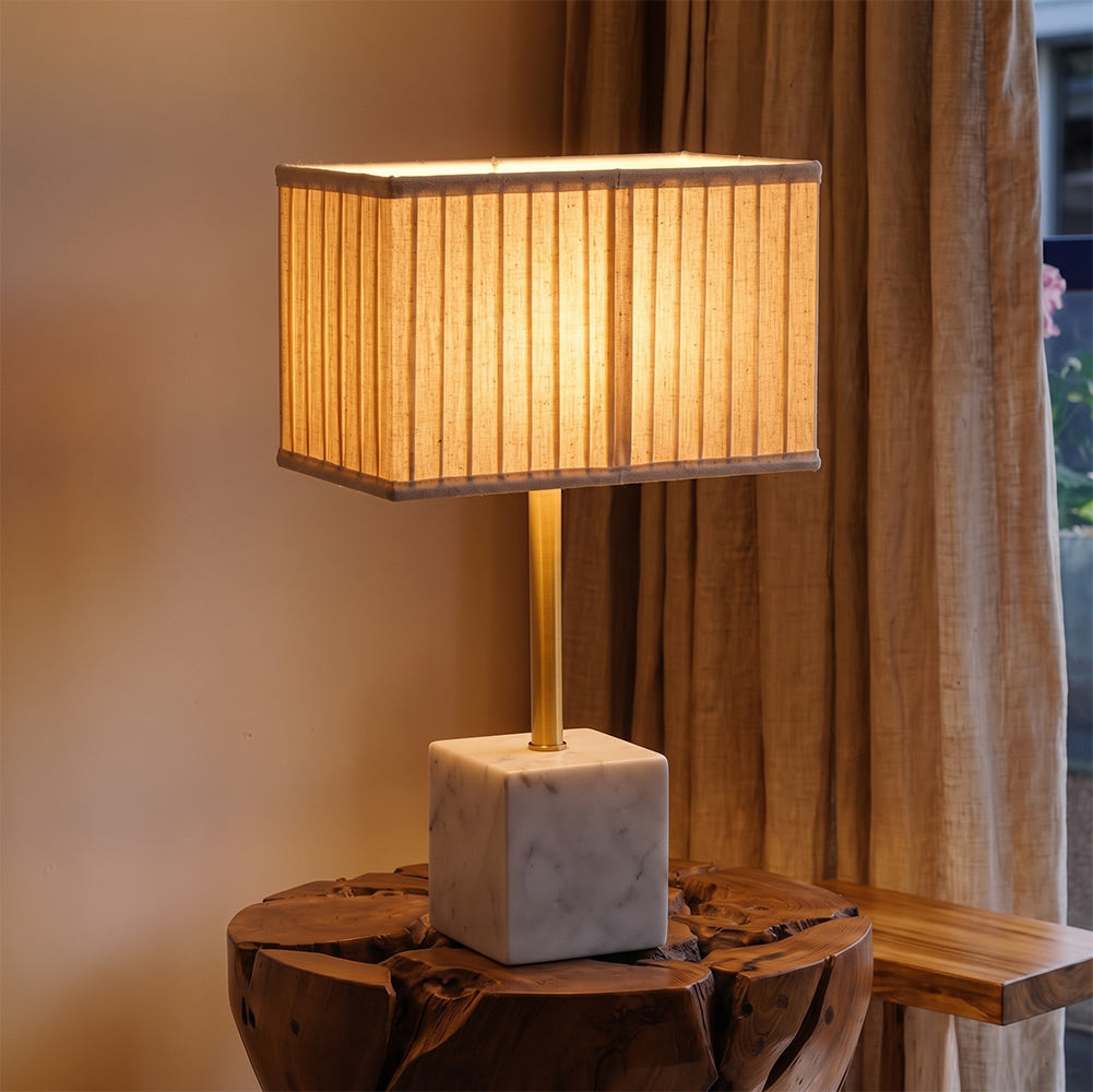 Pearl White Banswara Marble Base Table Lamp