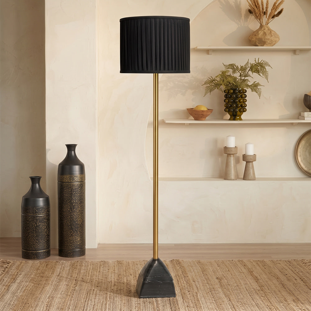 Wolfe Black Marble Base Floor Lamp