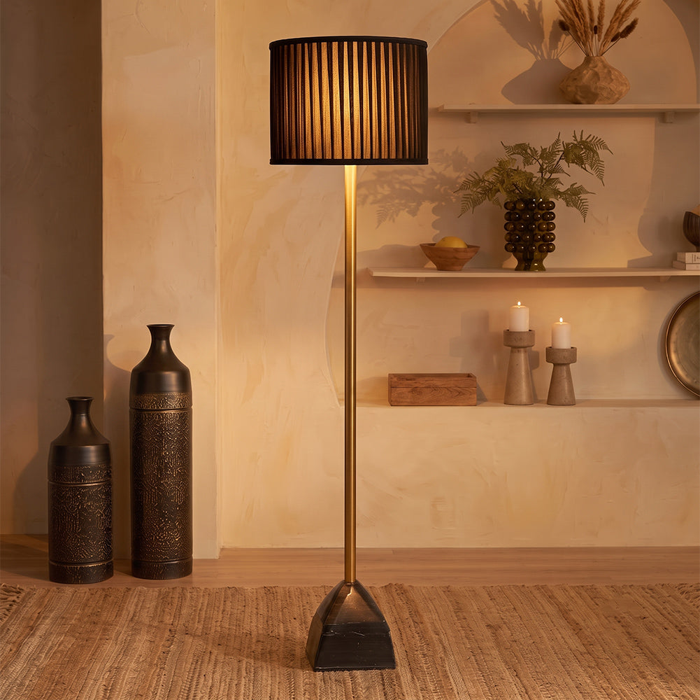 Wolfe Black Marble Base Floor Lamp