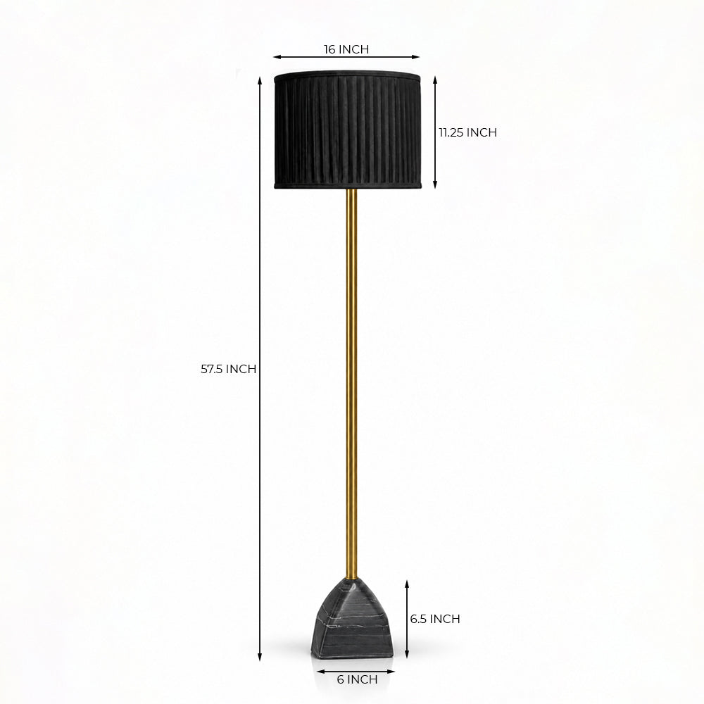 Wolfe Black Marble Base Floor Lamp