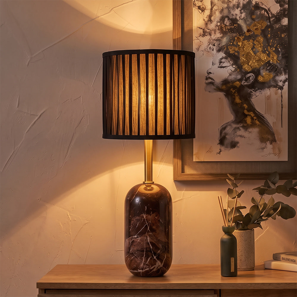 Ruby Red Marble Base Table Lamp