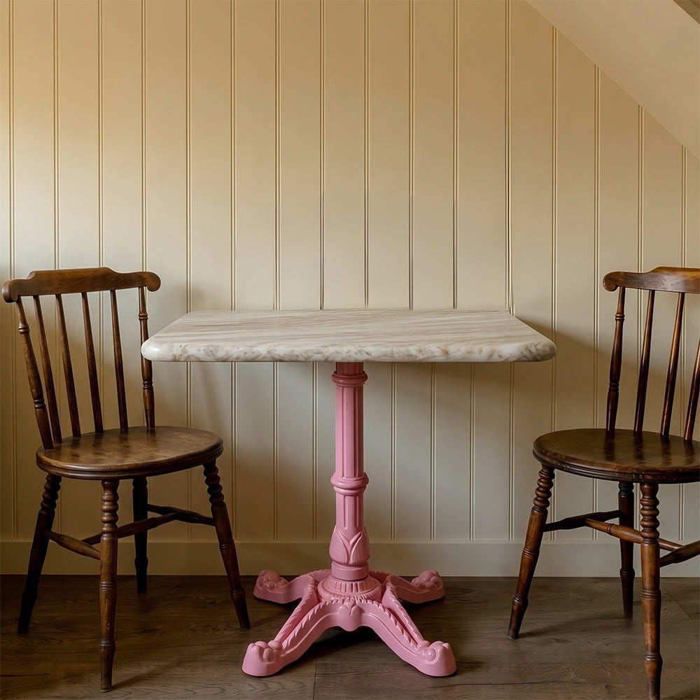 Calloway Sawar Marble Restaurant Table with Metal Legs - Large
