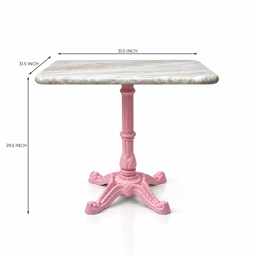 Calloway Sawar Marble Restaurant Table with Metal Legs - Large
