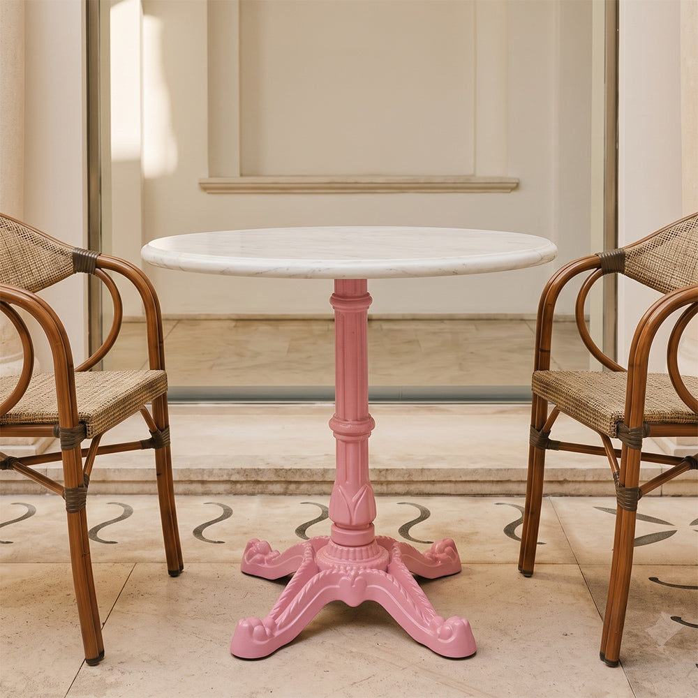 Glacier White Banswara Marble Restaurant Table with Metal Legs - Large