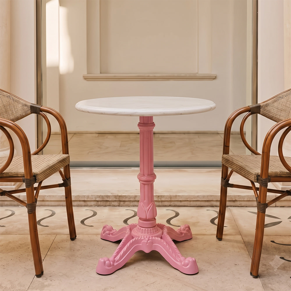 Glacier White Banswara Marble Restaurant Table with Metal Legs - Medium
