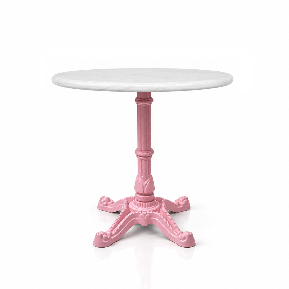 Glacier White Banswara Marble Restaurant Table with Metal Legs - Medium