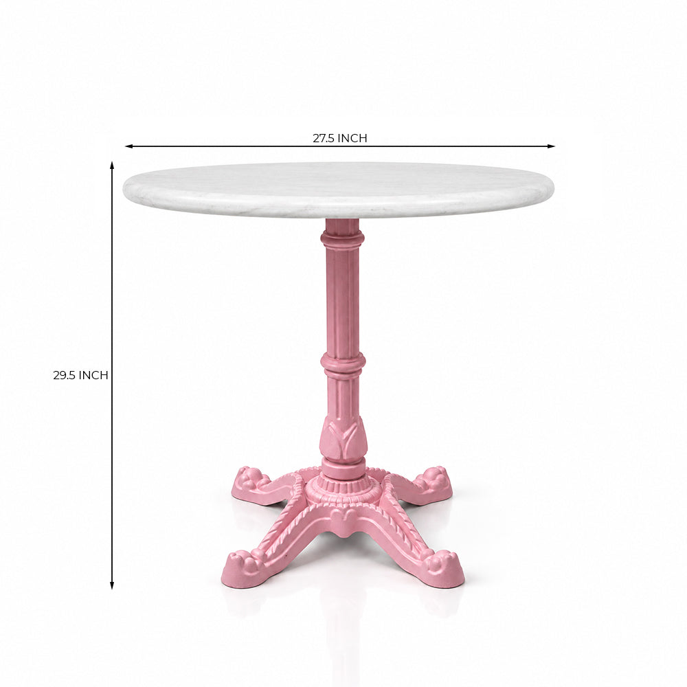 Glacier White Banswara Marble Restaurant Table with Metal Legs - Medium