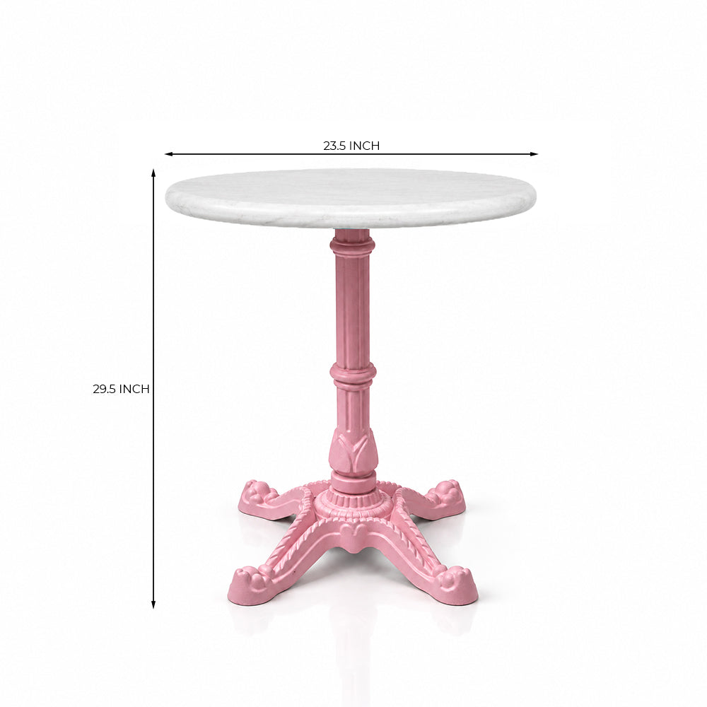 Glacier White Banswara Marble Restaurant Table with Metal Legs - Small