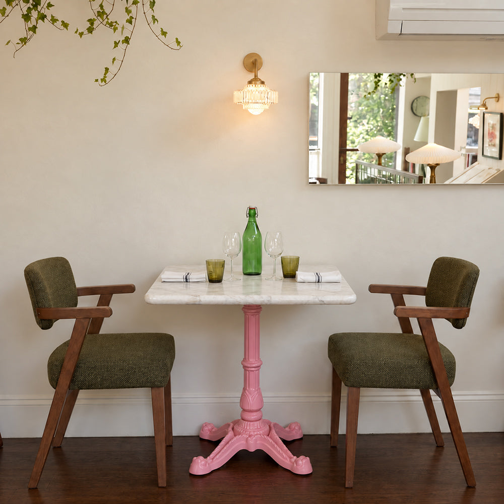 Frost White Banswara Marble Restaurant Table with Metal Legs - Medium
