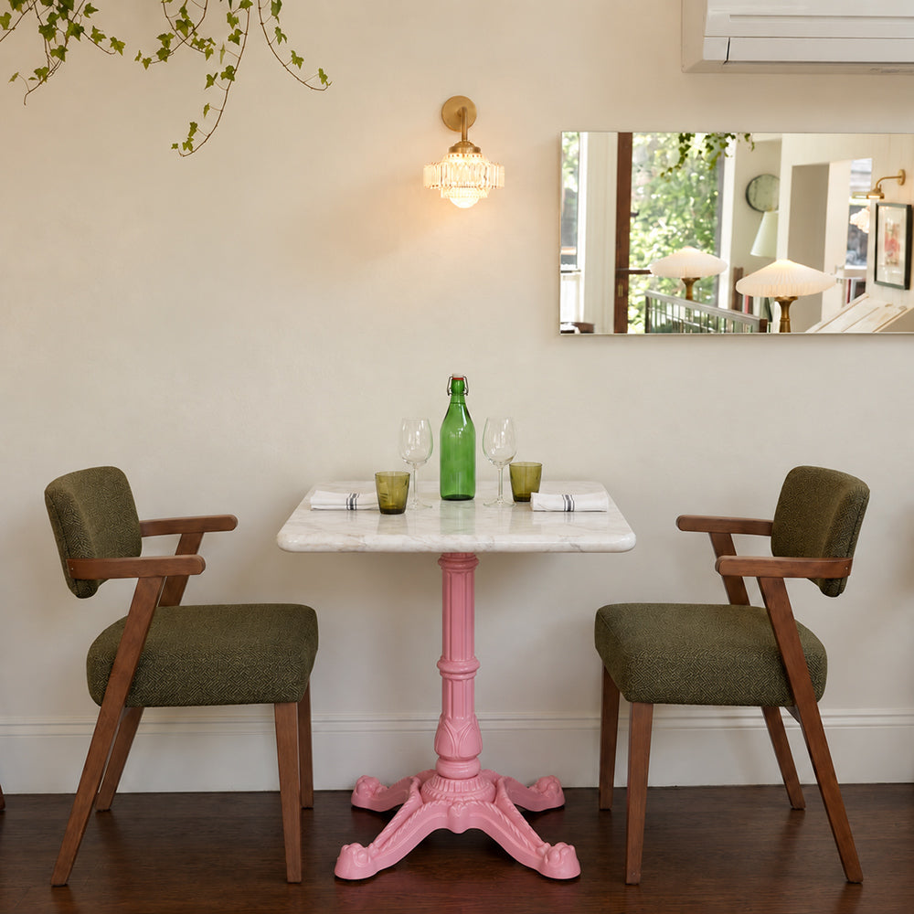 Frost White Banswara Marble Restaurant Table with Metal Legs - Small