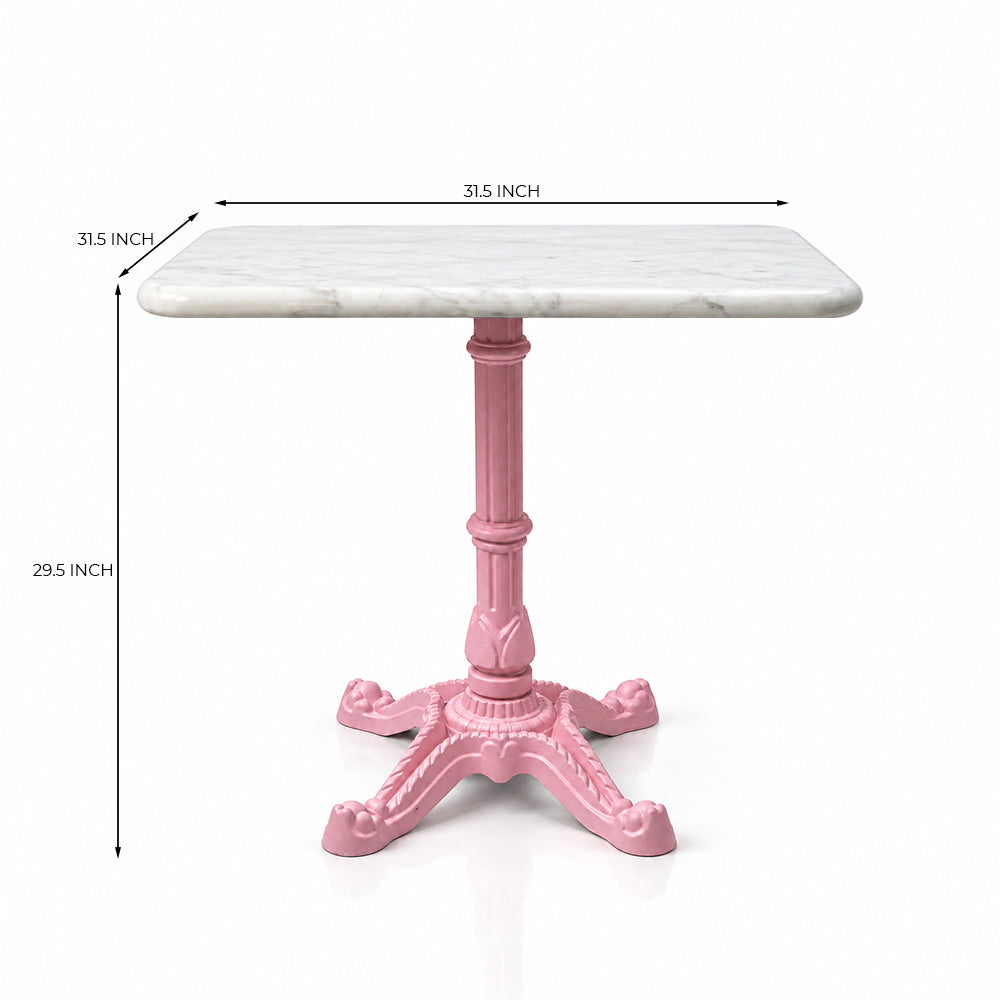 Frost White Banswara Marble Restaurant Table with Metal Legs - Large