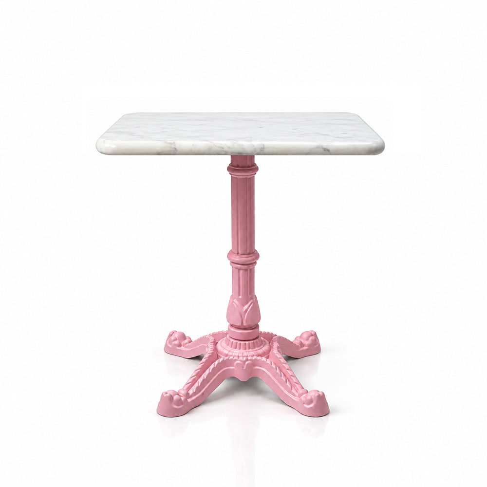 Frost White Banswara Marble Restaurant Table with Metal Legs - Small