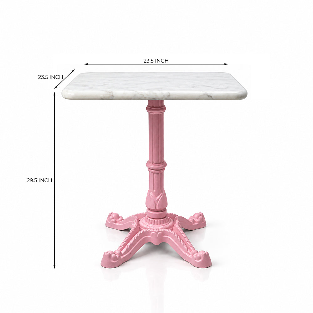 Frost White Banswara Marble Restaurant Table with Metal Legs - Small