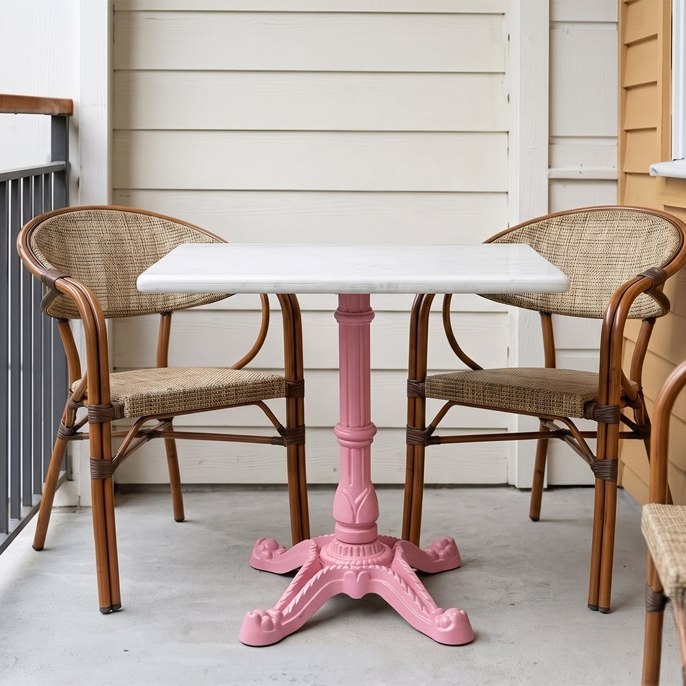 Sterling White Banswara Marble Restaurant Table with Metal Legs - Large