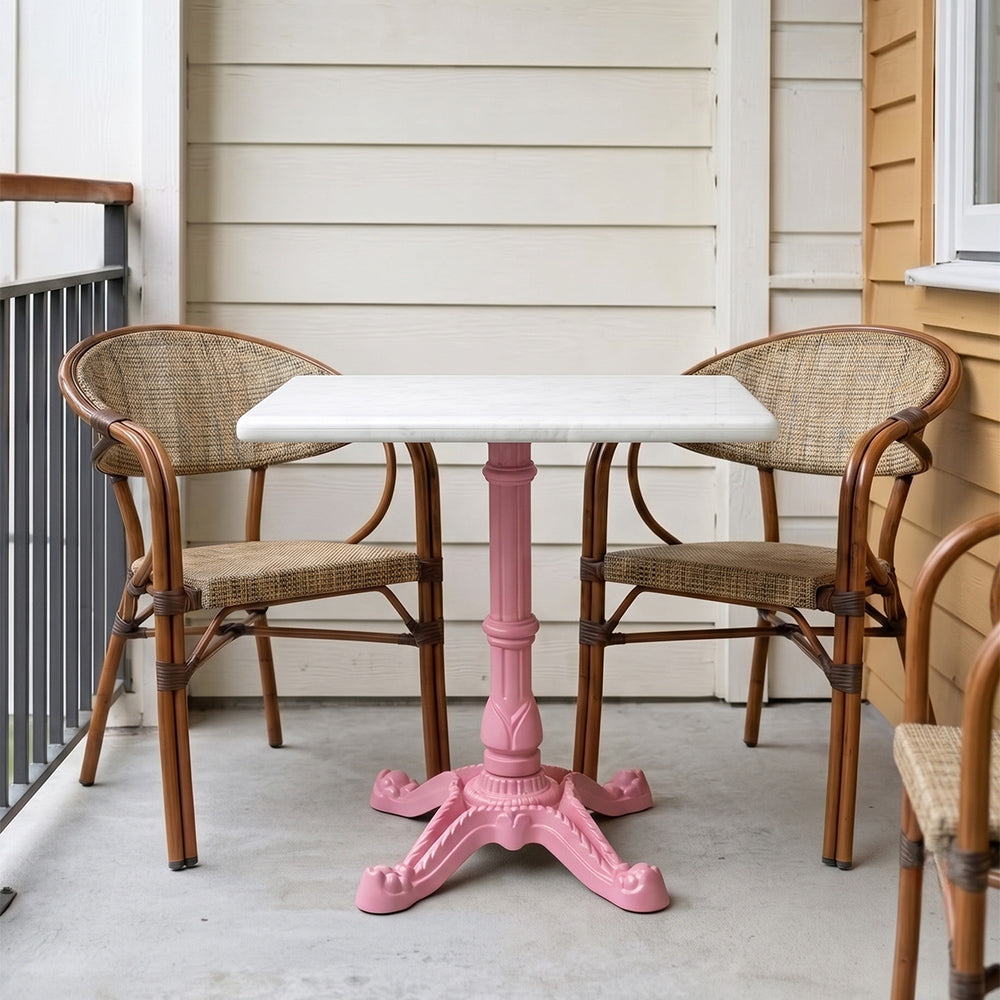 Sterling White Banswara Marble Restaurant Table with Metal Legs - Medium