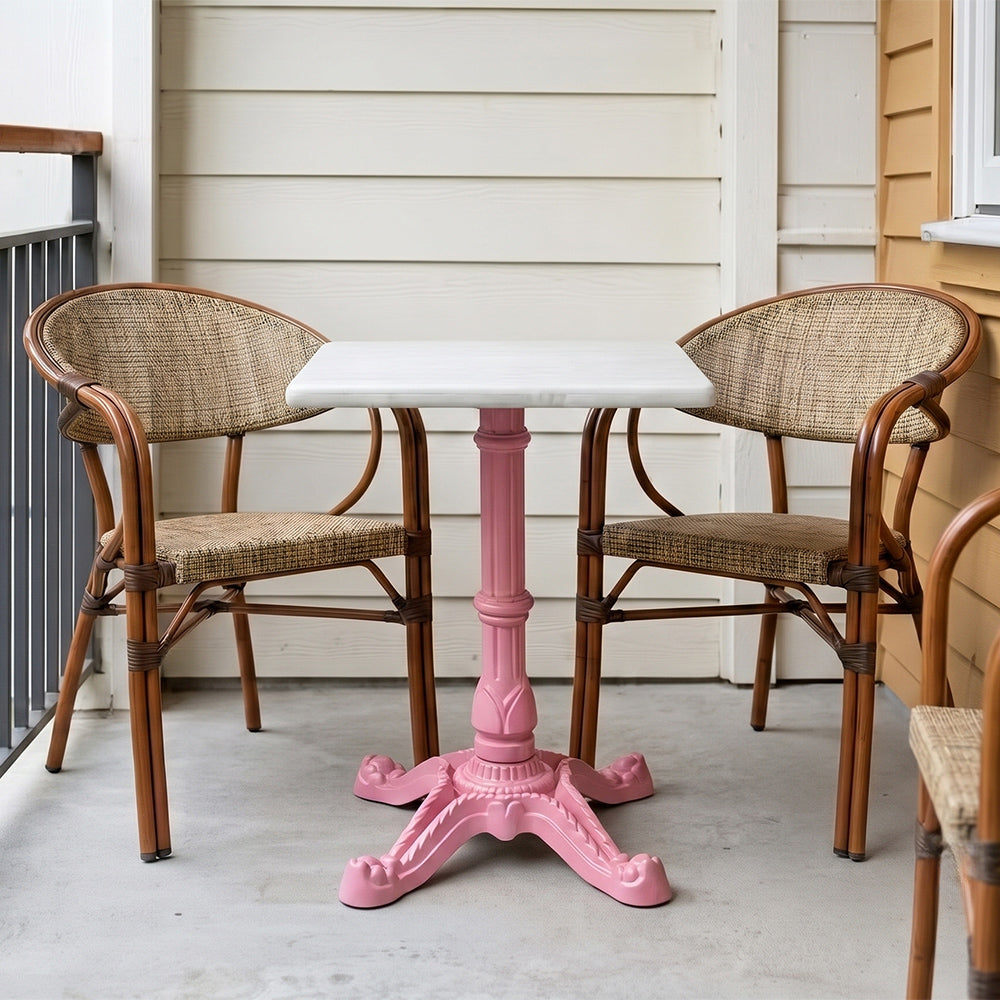 Sterling White Banswara Marble Restaurant Table with Metal Legs - Small