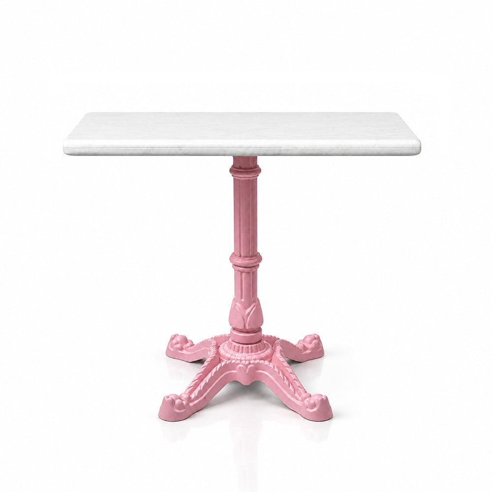 Sterling White Banswara Marble Restaurant Table with Metal Legs - Large